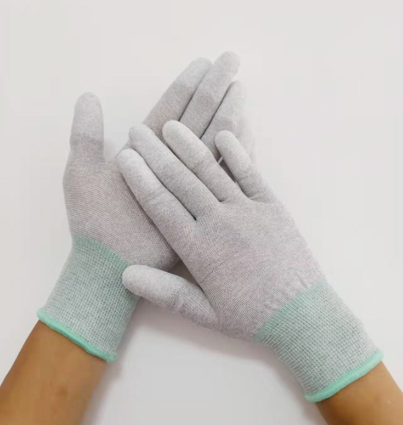 13针碳纤维防静电PU涂指手套